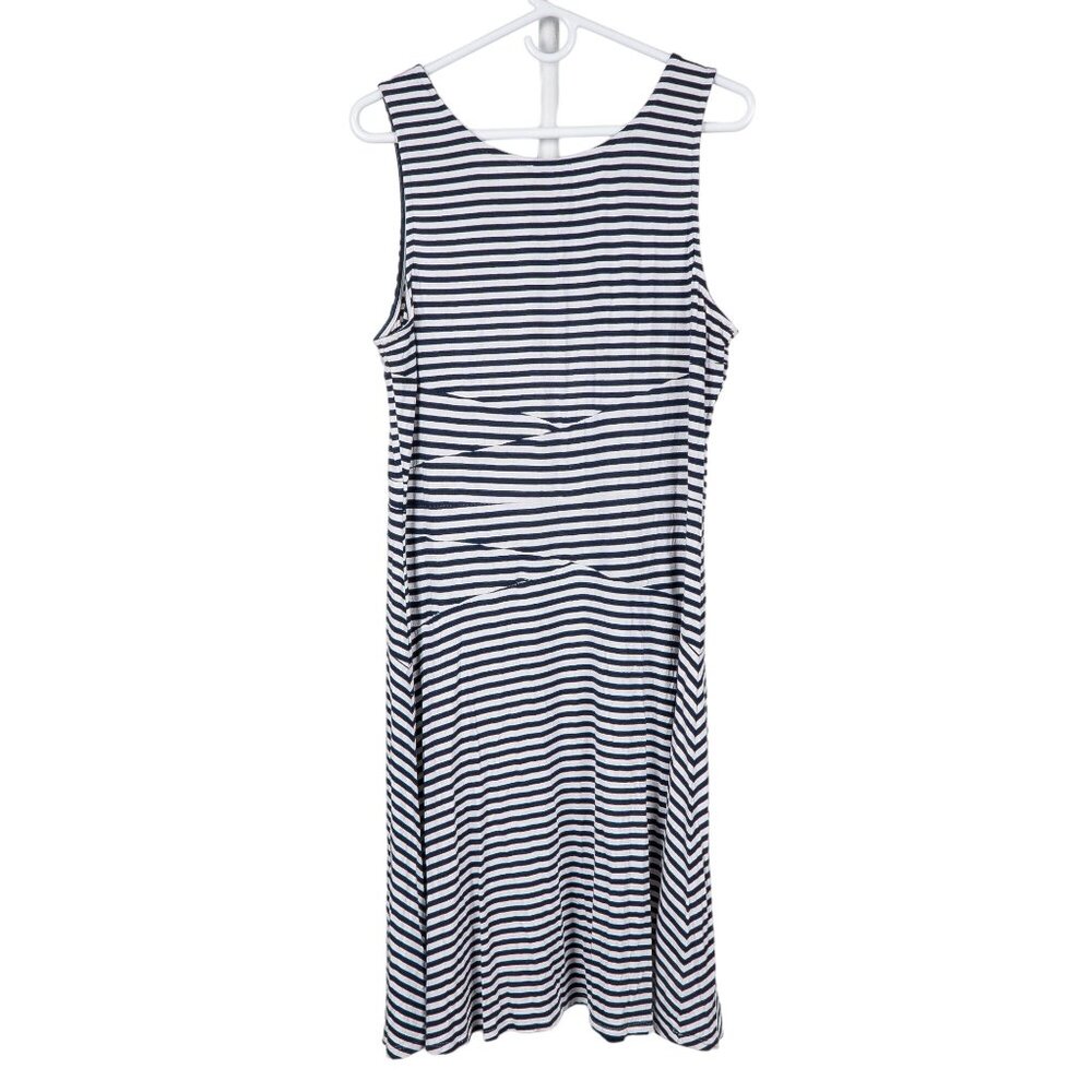 Market & Spruce Summer Dress XL Womens Striped White Blue Diagonals Sleeveless - Picture 7 of 7